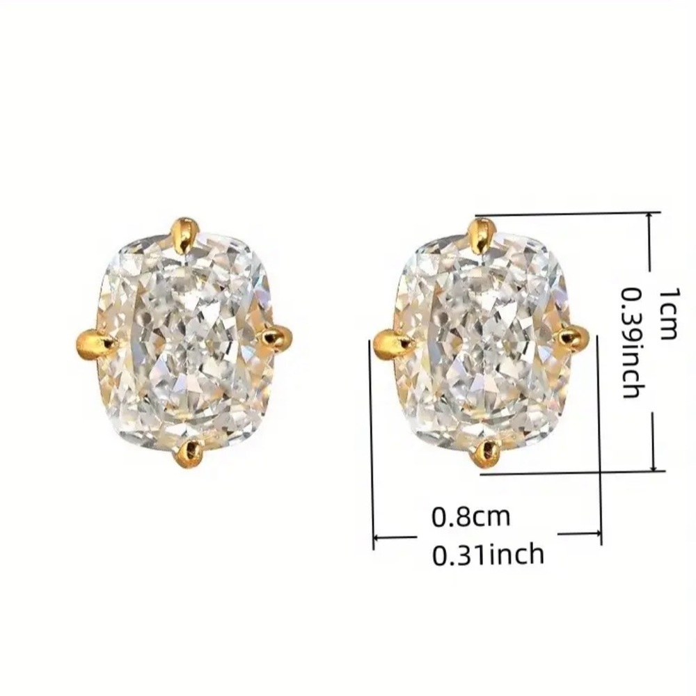 Stunning Radiant Cut Lab-Created Diamond Stud Earrings | Cushion Cut NWT - Picture 4 of 8